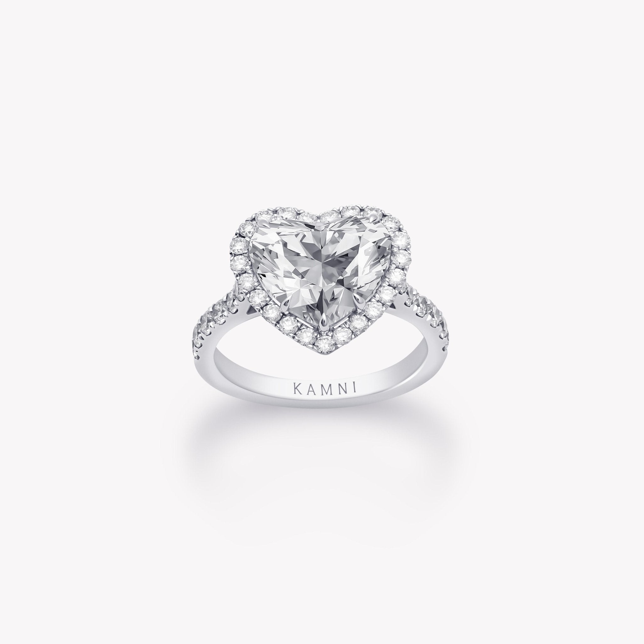 HEART CUT PAVE & HALO DIAMOND RING - KAMNI Jewelry