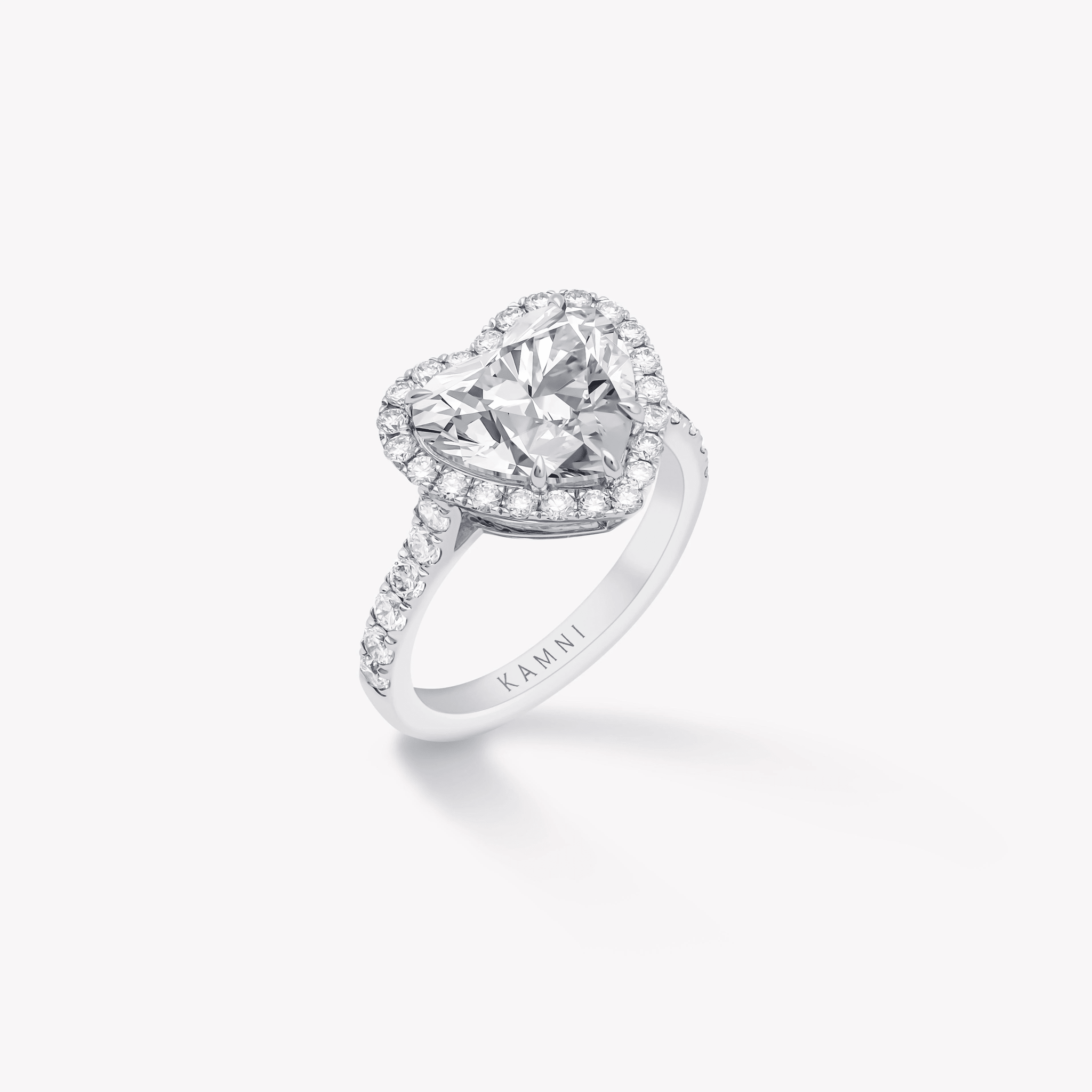 HEART CUT PAVE & HALO DIAMOND RING - KAMNI Jewelry
