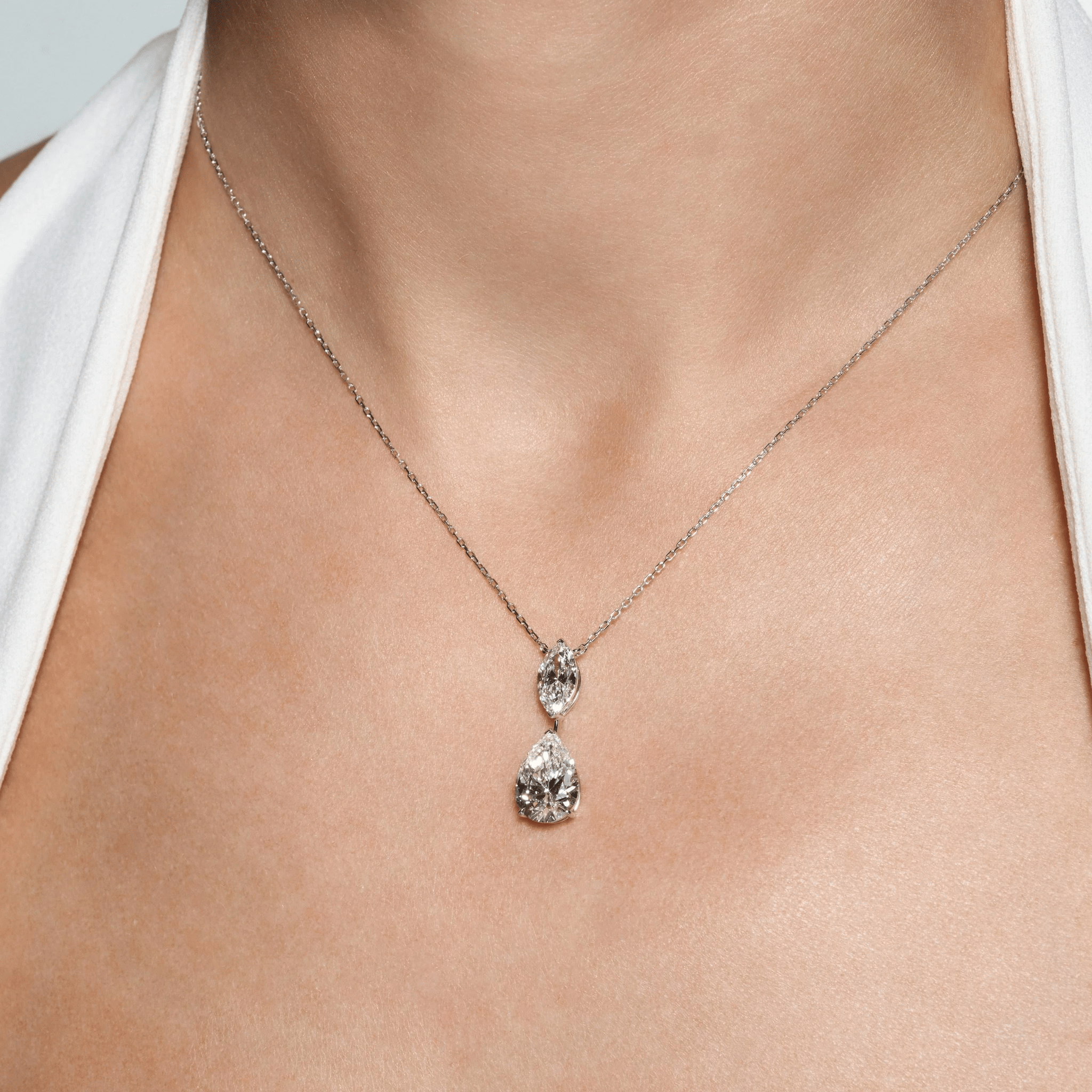 PEAR AND MARQUISE DIAMOND PENDANT - KAMNI Jewelry