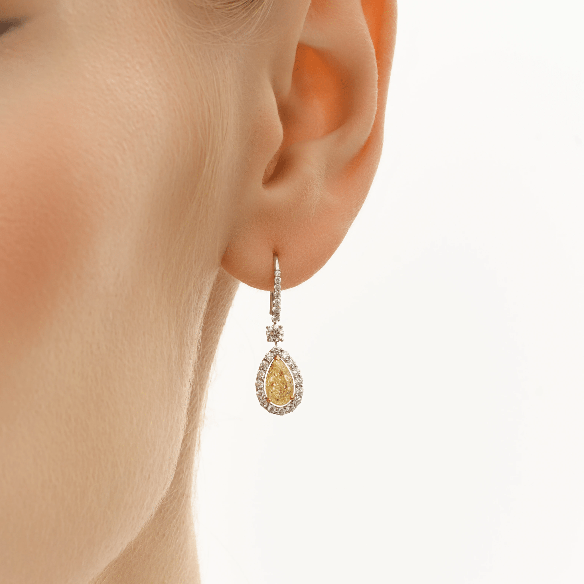 YELLOW PEAR AND WHITE DIAMOND EARRINGS - KAMNI Jewelry