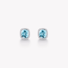 AQUAMARINE HALO EARRINGS - KAMNI Jewelry