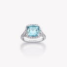 CUSHION CUT AQUAMARINE AND DIAMOND RING - KAMNI Jewelry