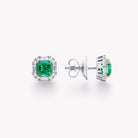 CUSHION CUT EMERALD AND DIAMOND EARRINGS - KAMNI Jewelry