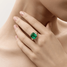 CUSHION CUT EMERALD AND DIAMOND RING - KAMNI Jewelry
