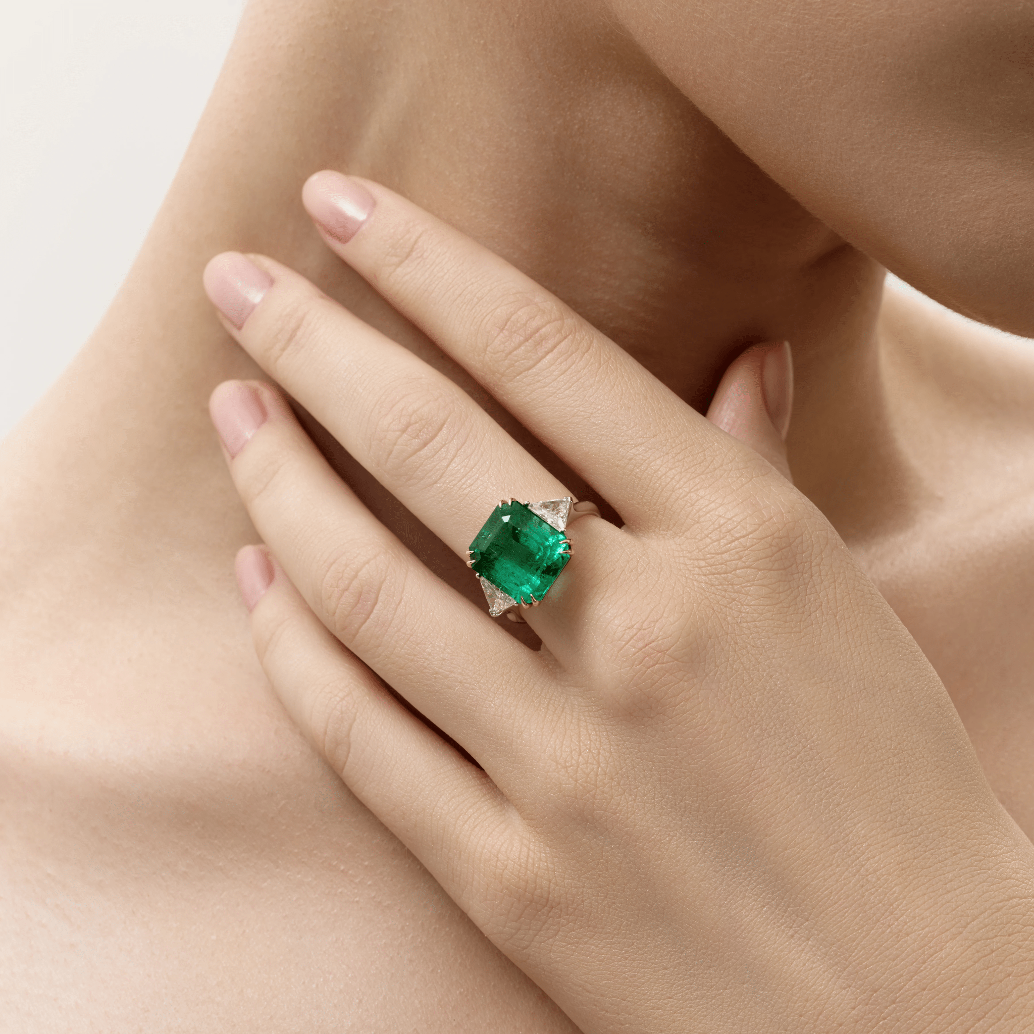 CUSHION CUT EMERALD AND DIAMOND RING - KAMNI Jewelry