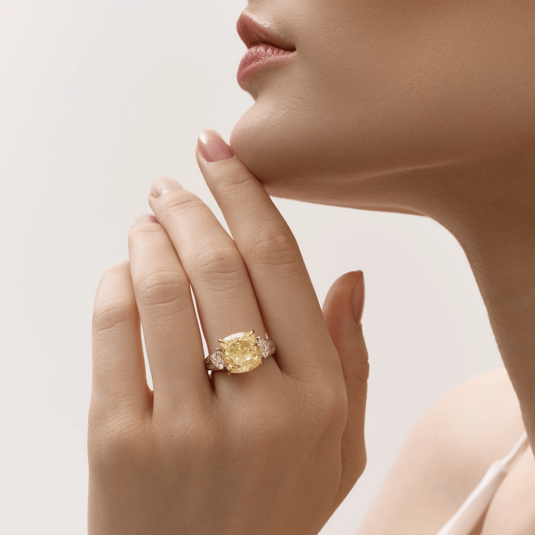 CUSHION CUT YELLOW DIAMOND ENGAGEMENT RING - KAMNI Jewelry