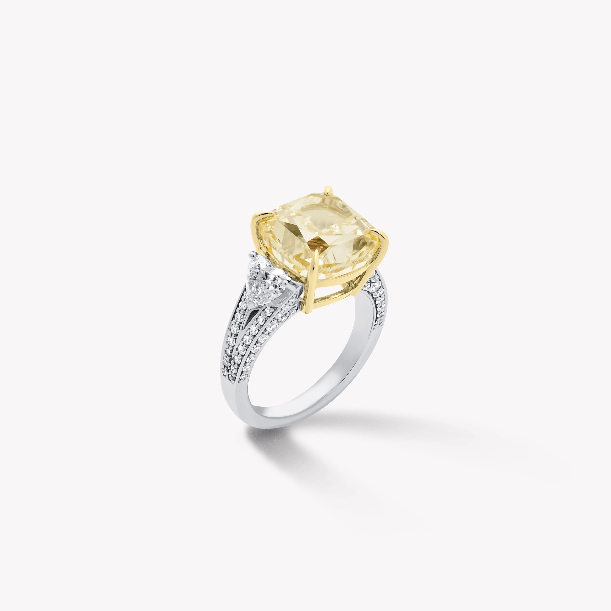 CUSHION CUT YELLOW DIAMOND ENGAGEMENT RING - KAMNI Jewelry