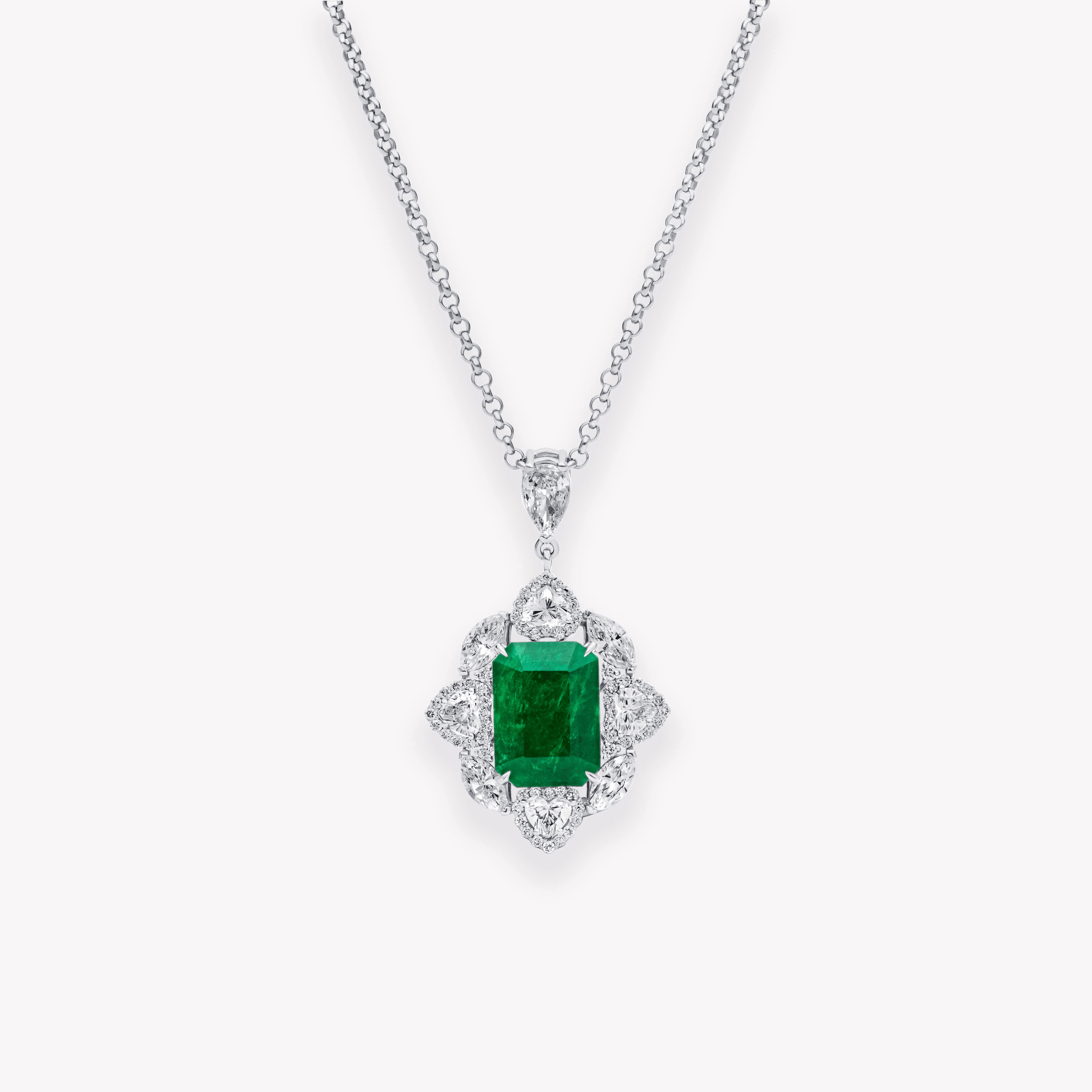 EMERALD AND DIAMOND PENDANT - KAMNI Jewelry