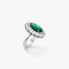 EMERALD OVAL AND DIAMOND RING - KAMNI Jewelry