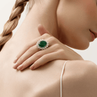 EMERALD OVAL AND DIAMOND RING - KAMNI Jewelry