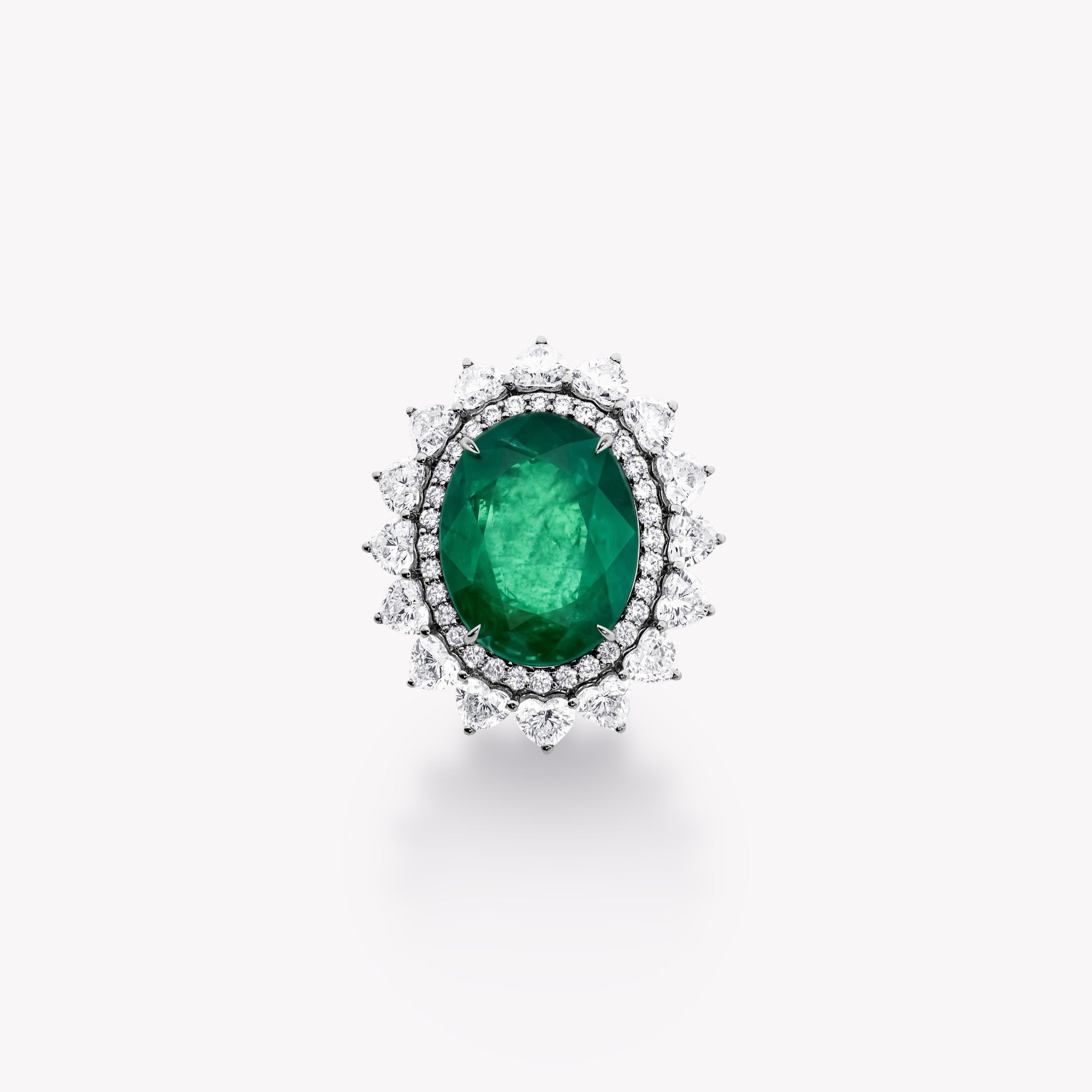 EMERALD OVAL AND DIAMOND RING - KAMNI Jewelry