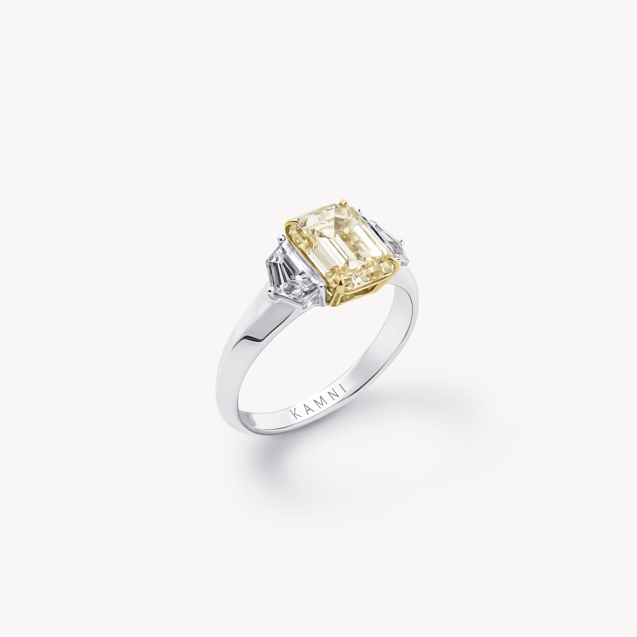 EMERALD YELLOW DIAMOND ENGAGEMENT RING - KAMNI Jewelry