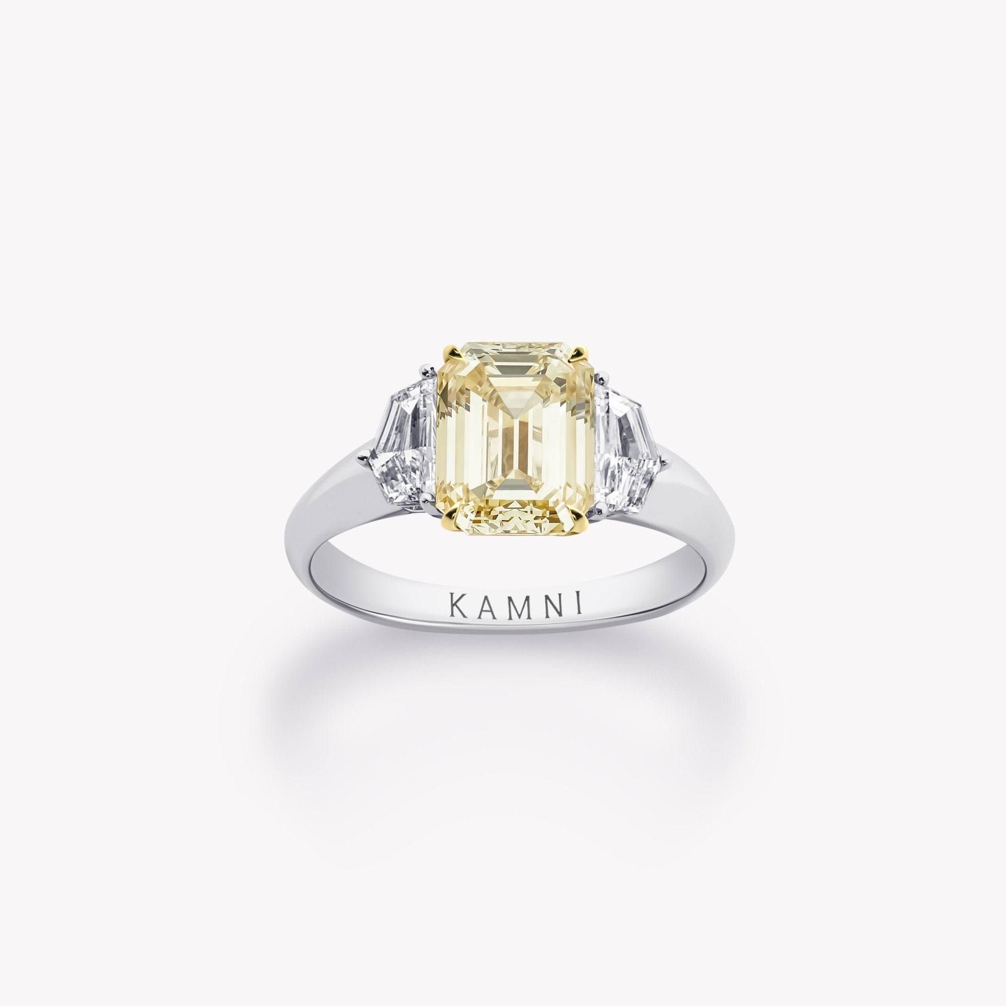 EMERALD YELLOW DIAMOND ENGAGEMENT RING - KAMNI Jewelry