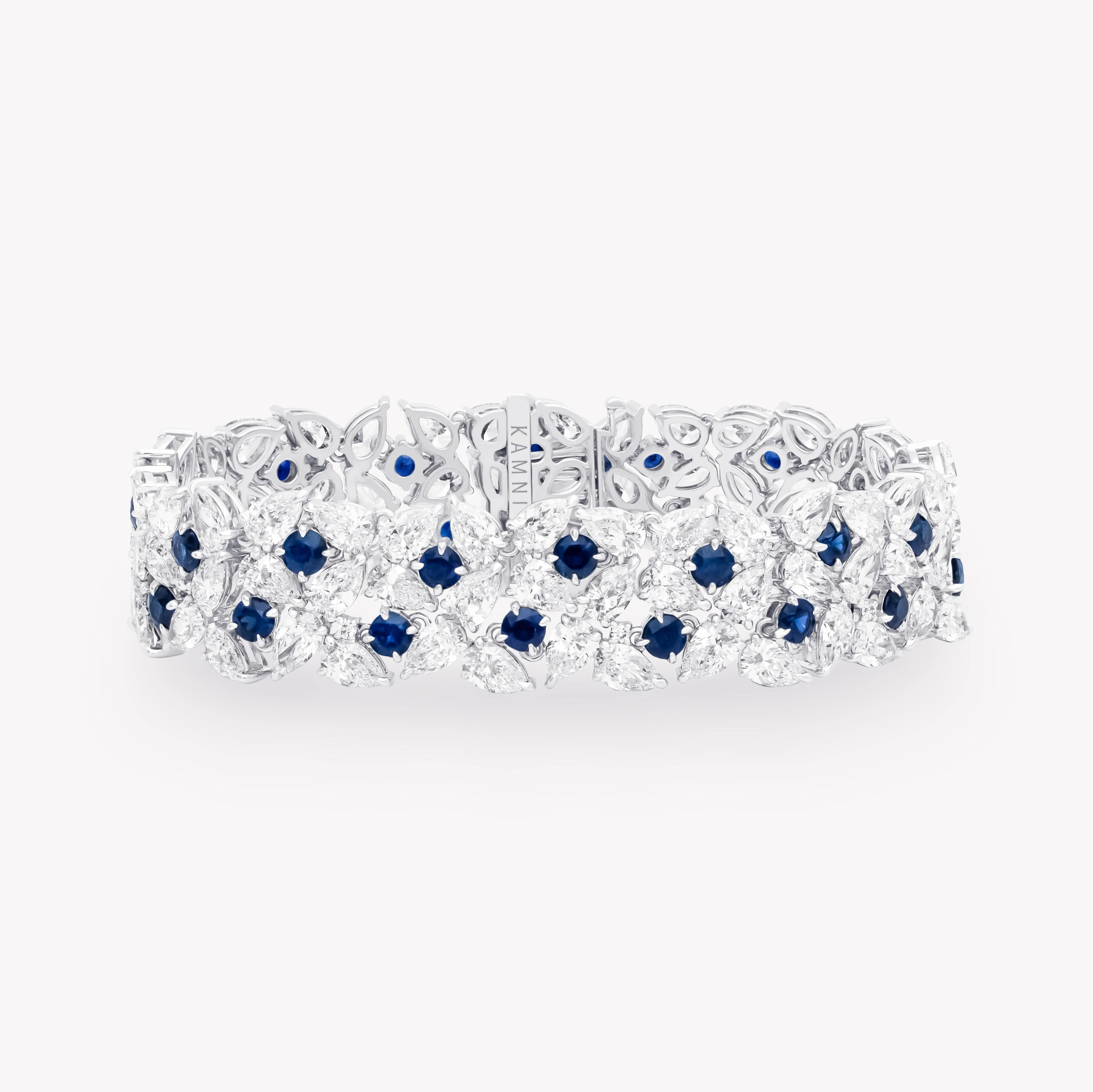 SAPPHIRE AND DIAMOND FLORAL BRACELET