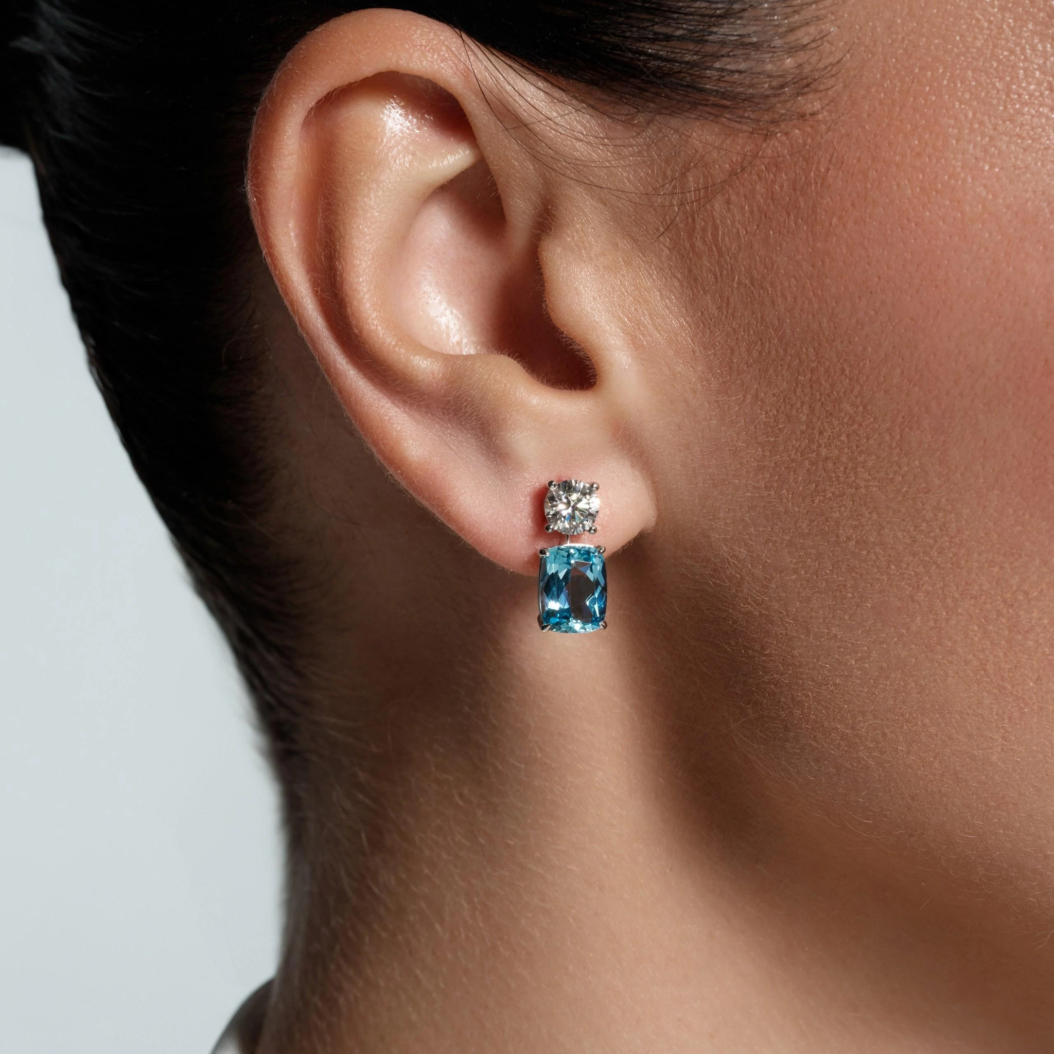 AQUAMARINE DIAMOND EARRINGS