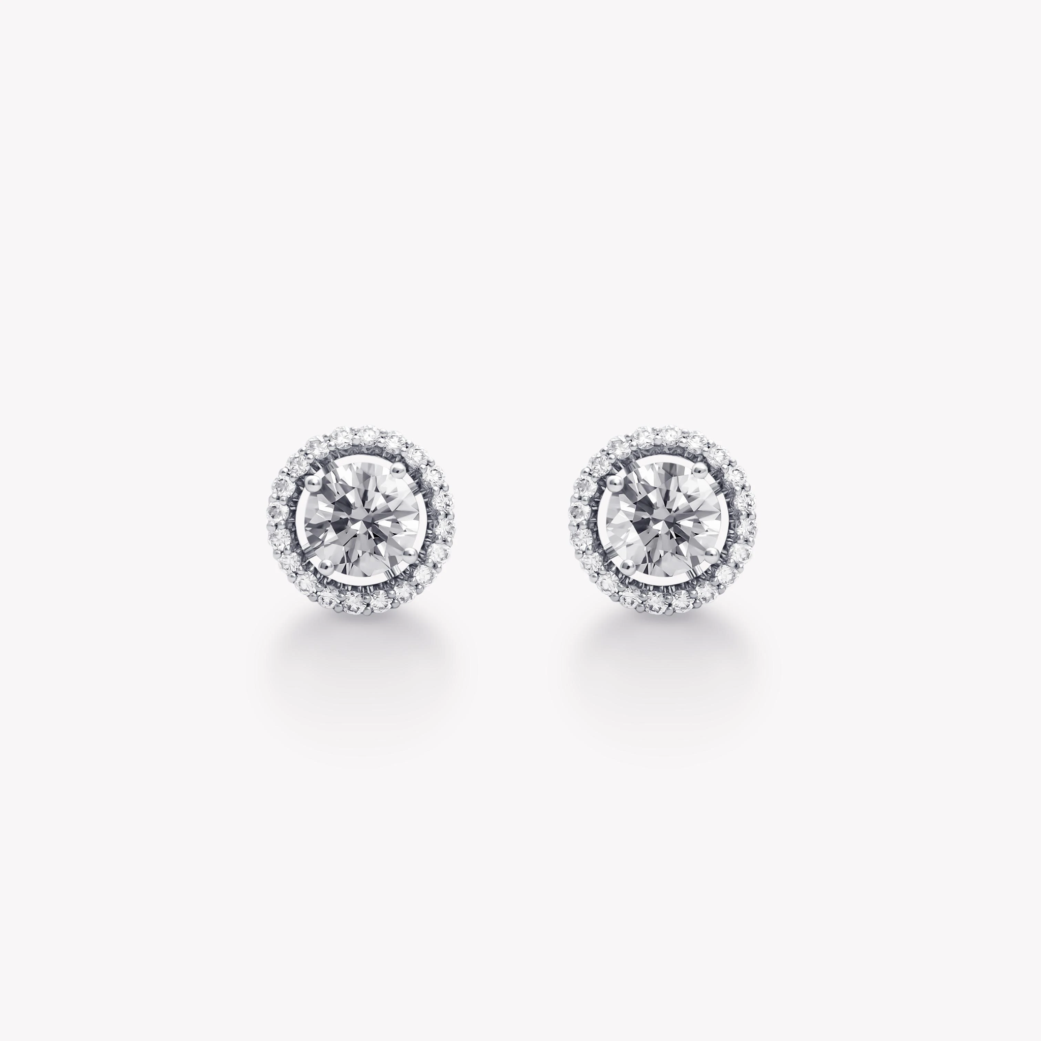 ROUND DIAMOND HALO STUD EARRINGS