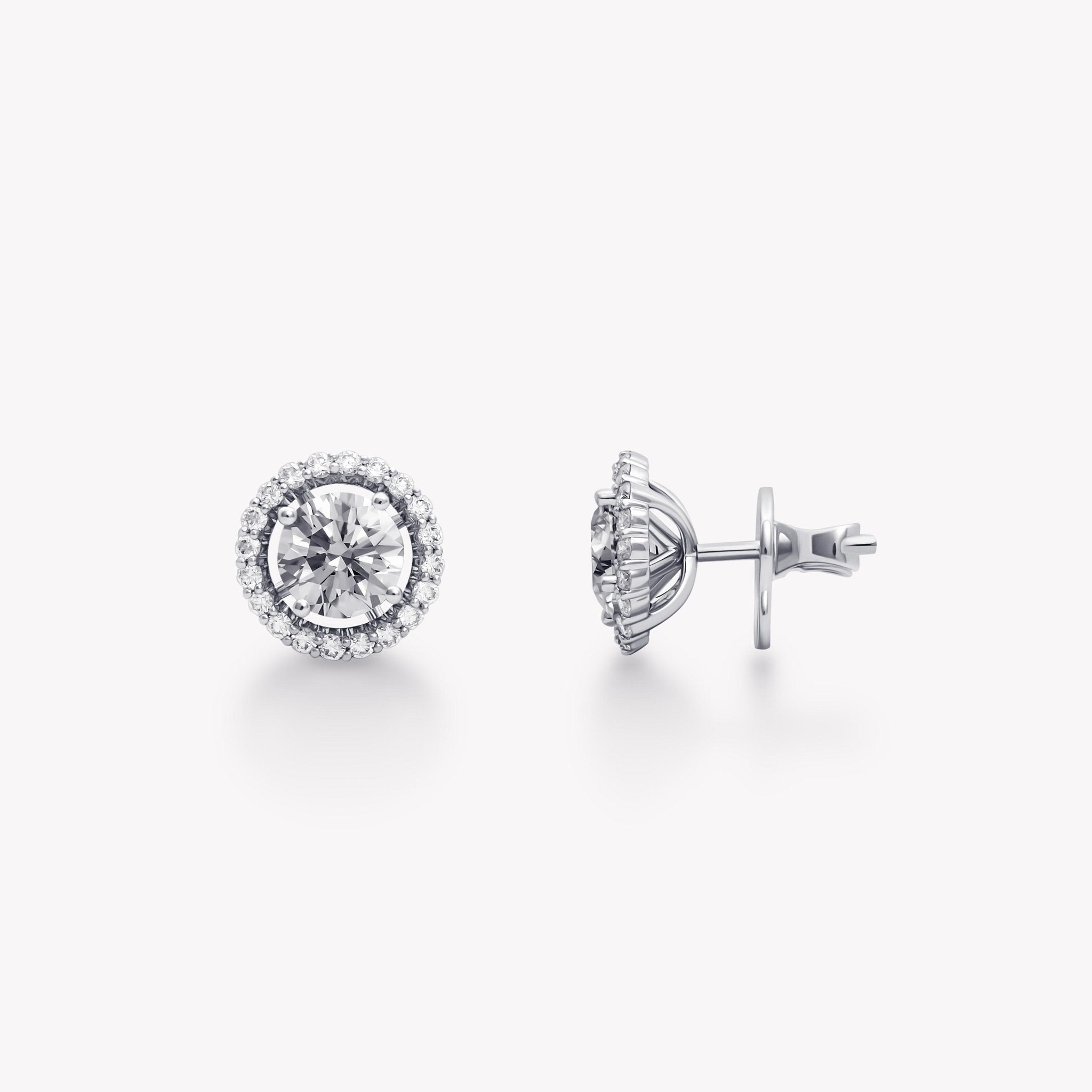 ROUND DIAMOND HALO STUD EARRINGS