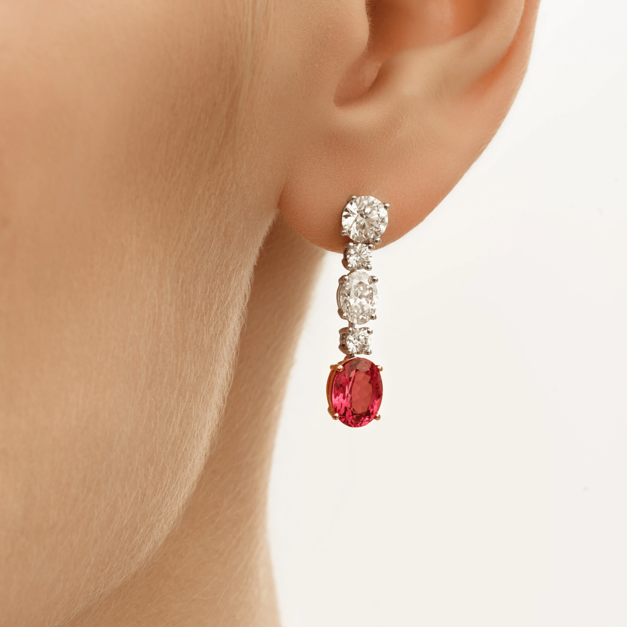 MAHENGE PINK SPINELL AND WHITE DIAMOND EARRINGS - KAMNI Jewelry