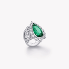 PEAR CUT EMERALD AND WHITE DIAMOND RING - KAMNI Jewelry