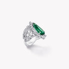 PEAR CUT EMERALD AND WHITE DIAMOND RING - KAMNI Jewelry