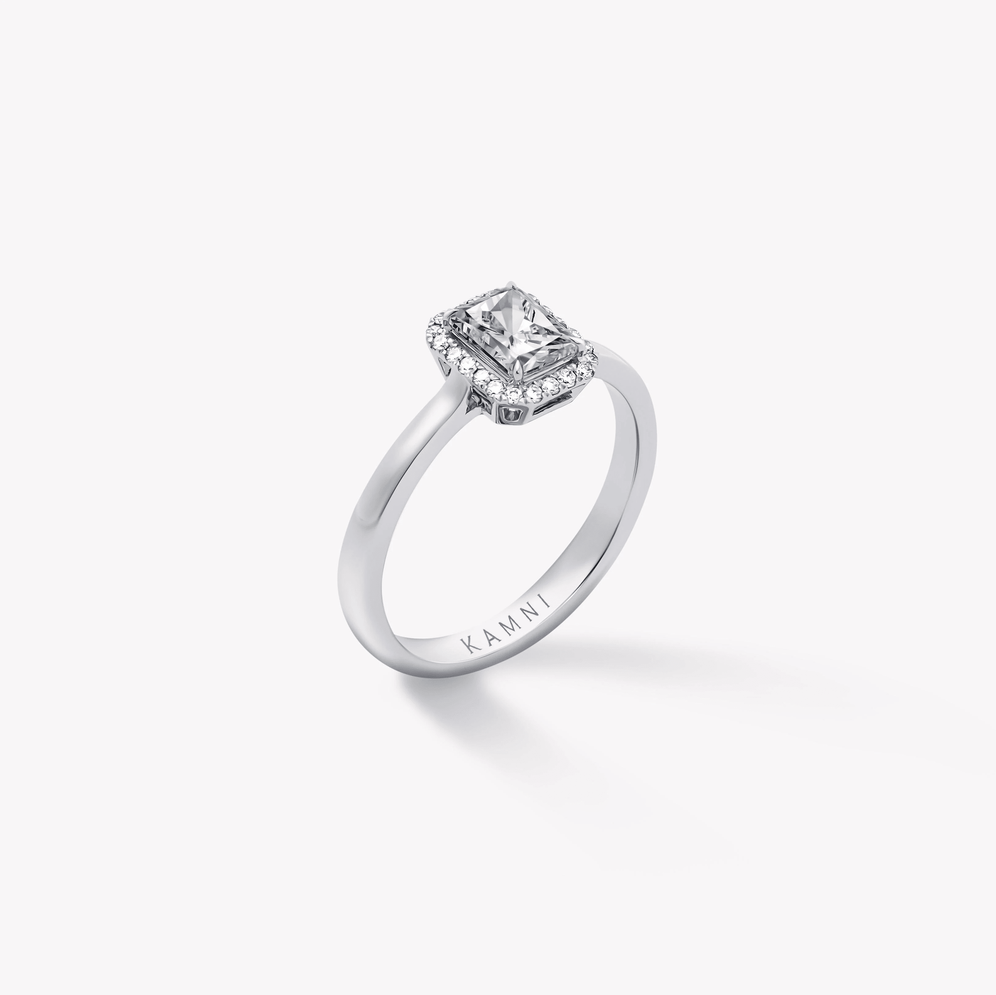 RADIANT DIAMOND HALO ENGAGEMENT RING - KAMNI Jewelry