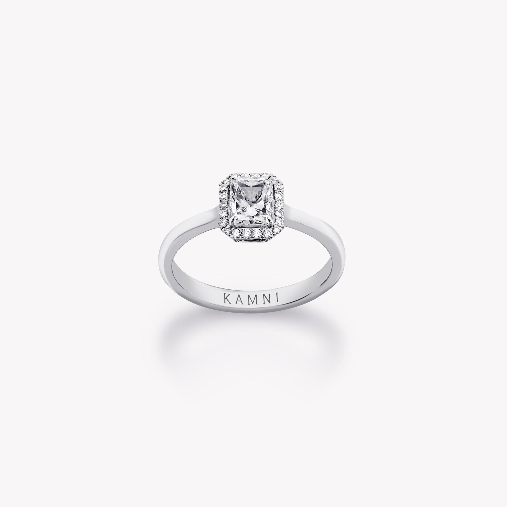 RADIANT DIAMOND HALO ENGAGEMENT RING - KAMNI Jewelry