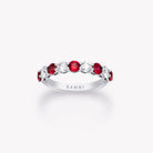 ROUND CUT RUBY AND DIAMOND RING - KAMNI Jewelry
