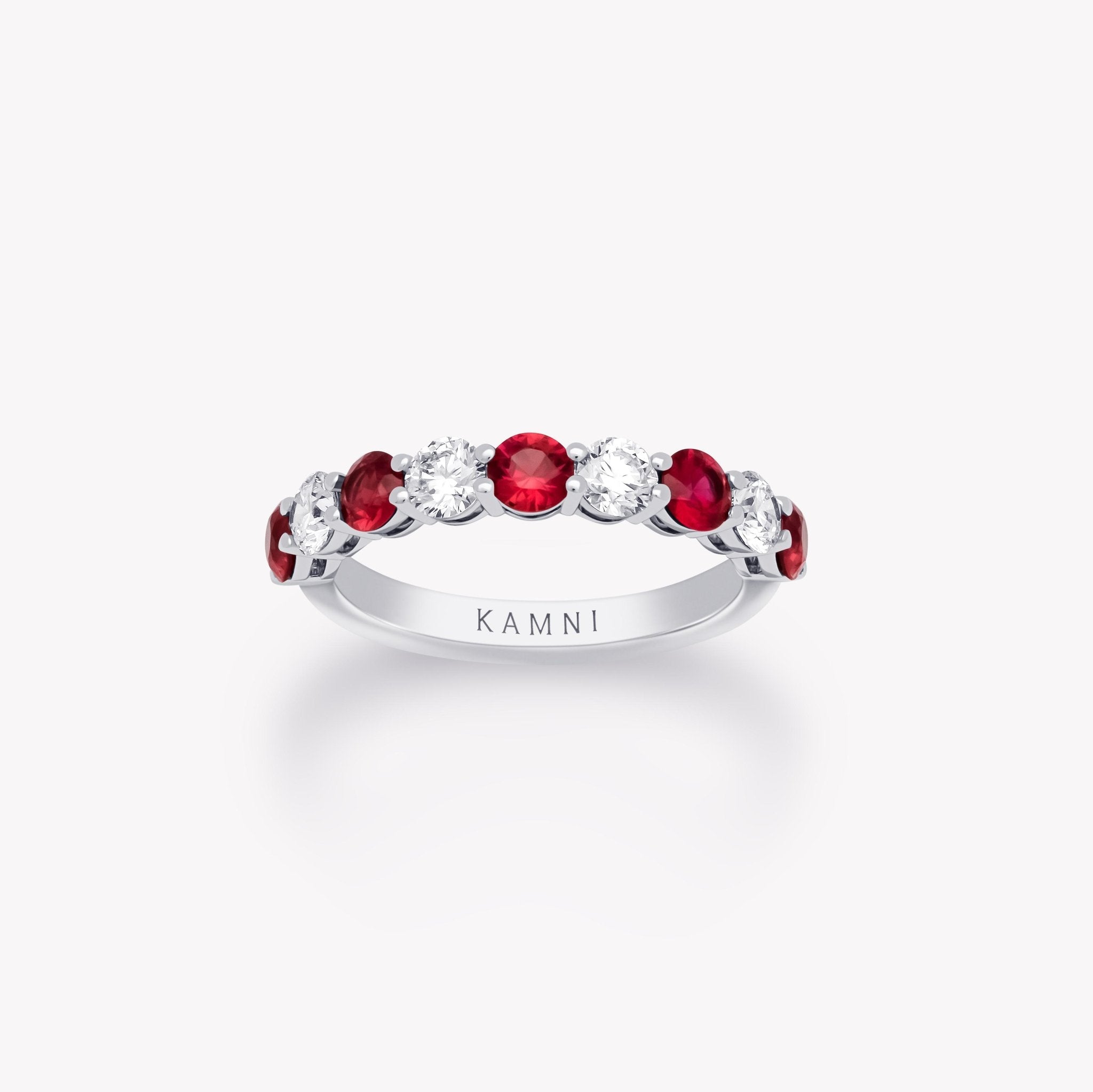 ROUND CUT RUBY AND DIAMOND RING - KAMNI Jewelry