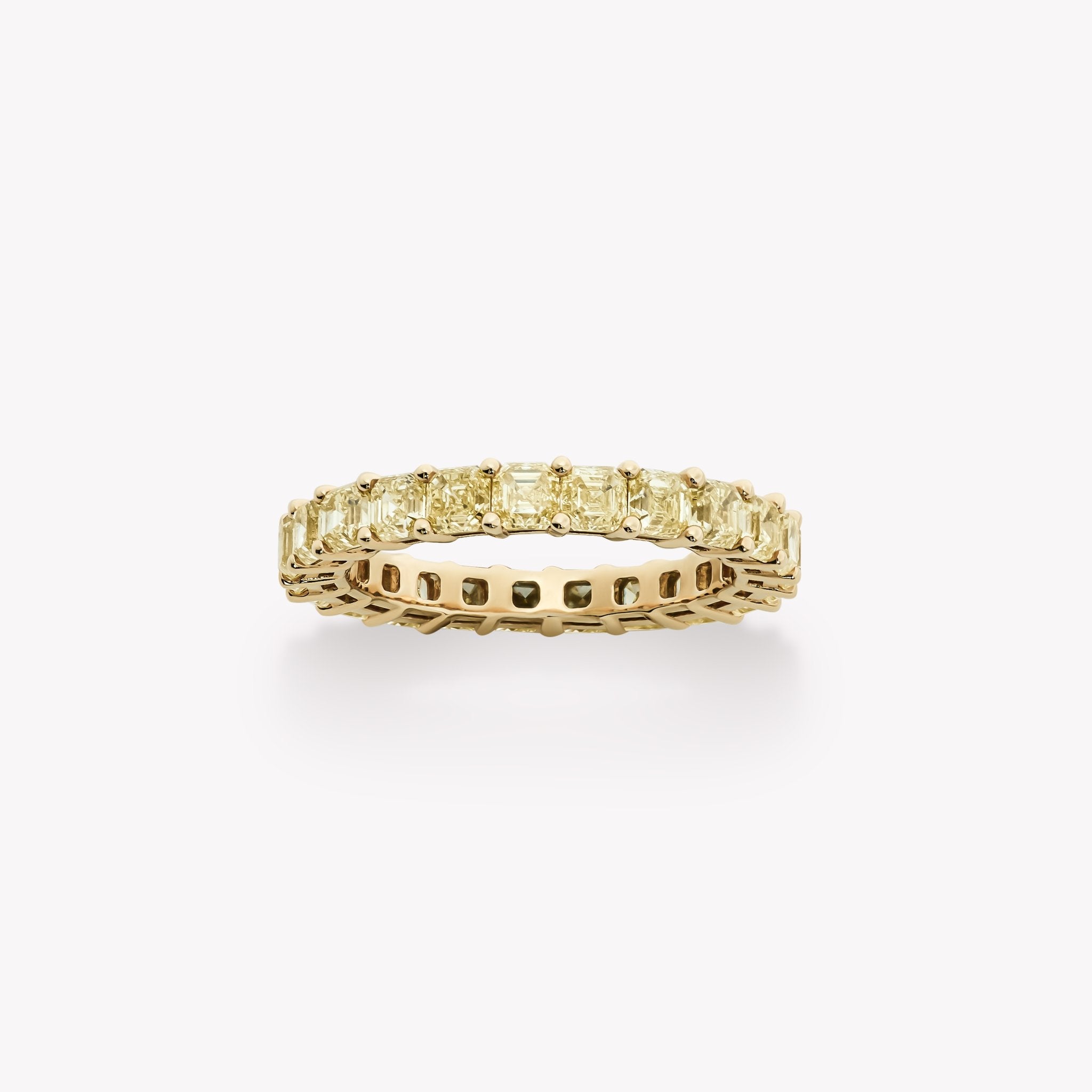 YELLOW ASSCHER DIAMOND ETERNITY BAND - KAMNI Jewelry