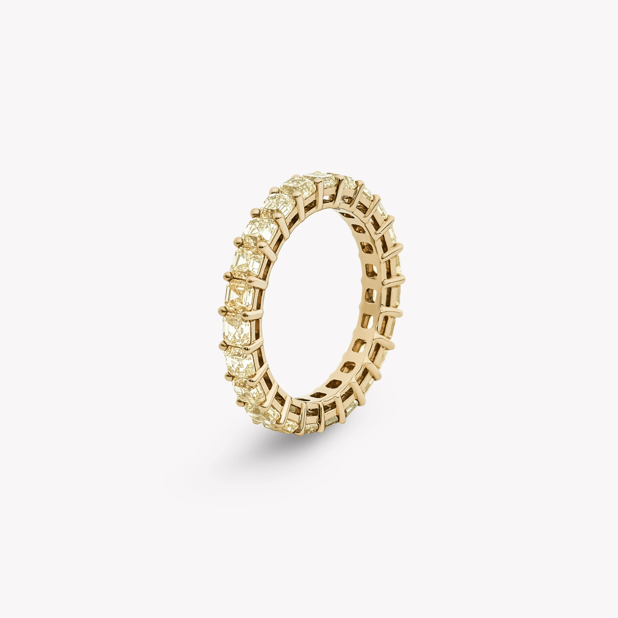 YELLOW ASSCHER DIAMOND ETERNITY BAND - KAMNI Jewelry