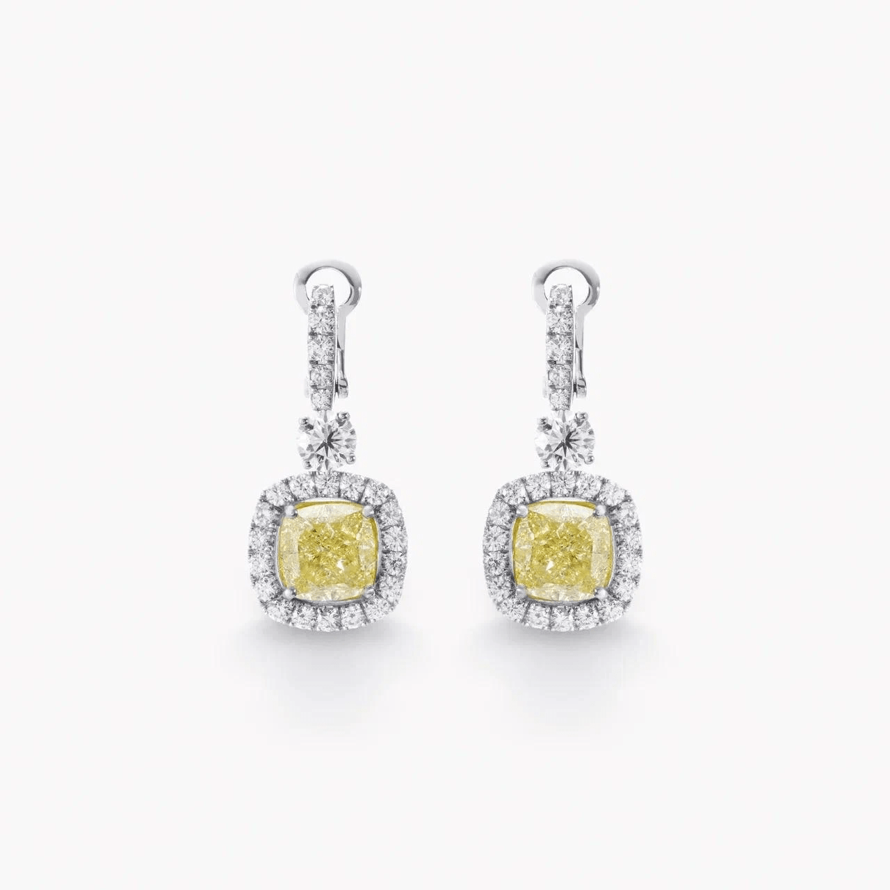 YELLOW CUSHION AND WHITE DIAMOND EARRINGS - KAMNI Jewelry