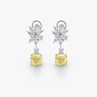 YELLOW CUSHION AND WHITE DIAMOND EARRINGS - KAMNI Jewelry