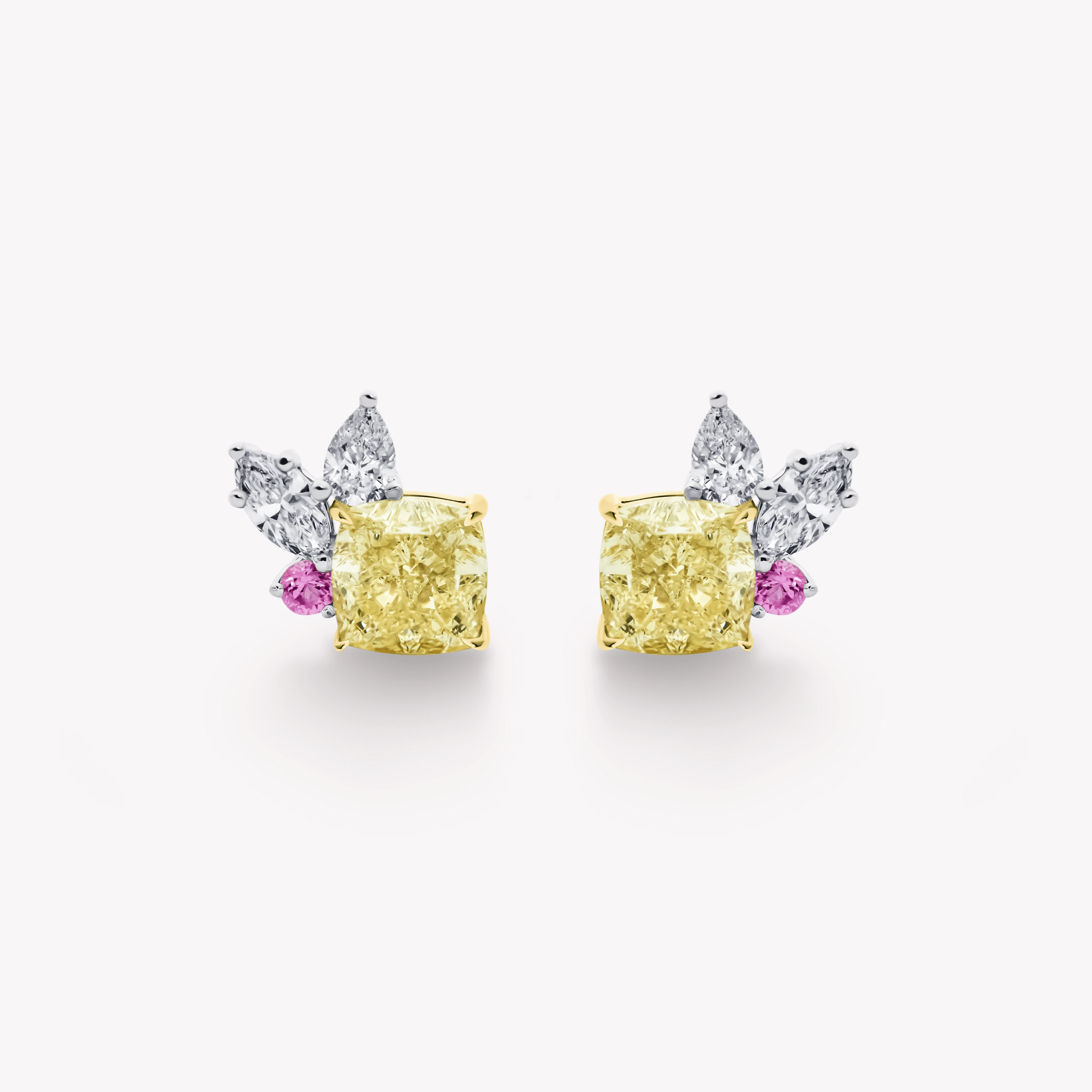 YELLOW CUSHION AND WHITE DIAMOND EARRINGS - KAMNI Jewelry