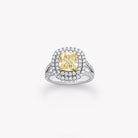 YELLOW CUSHION DIAMOND HALO RING - KAMNI Jewelry