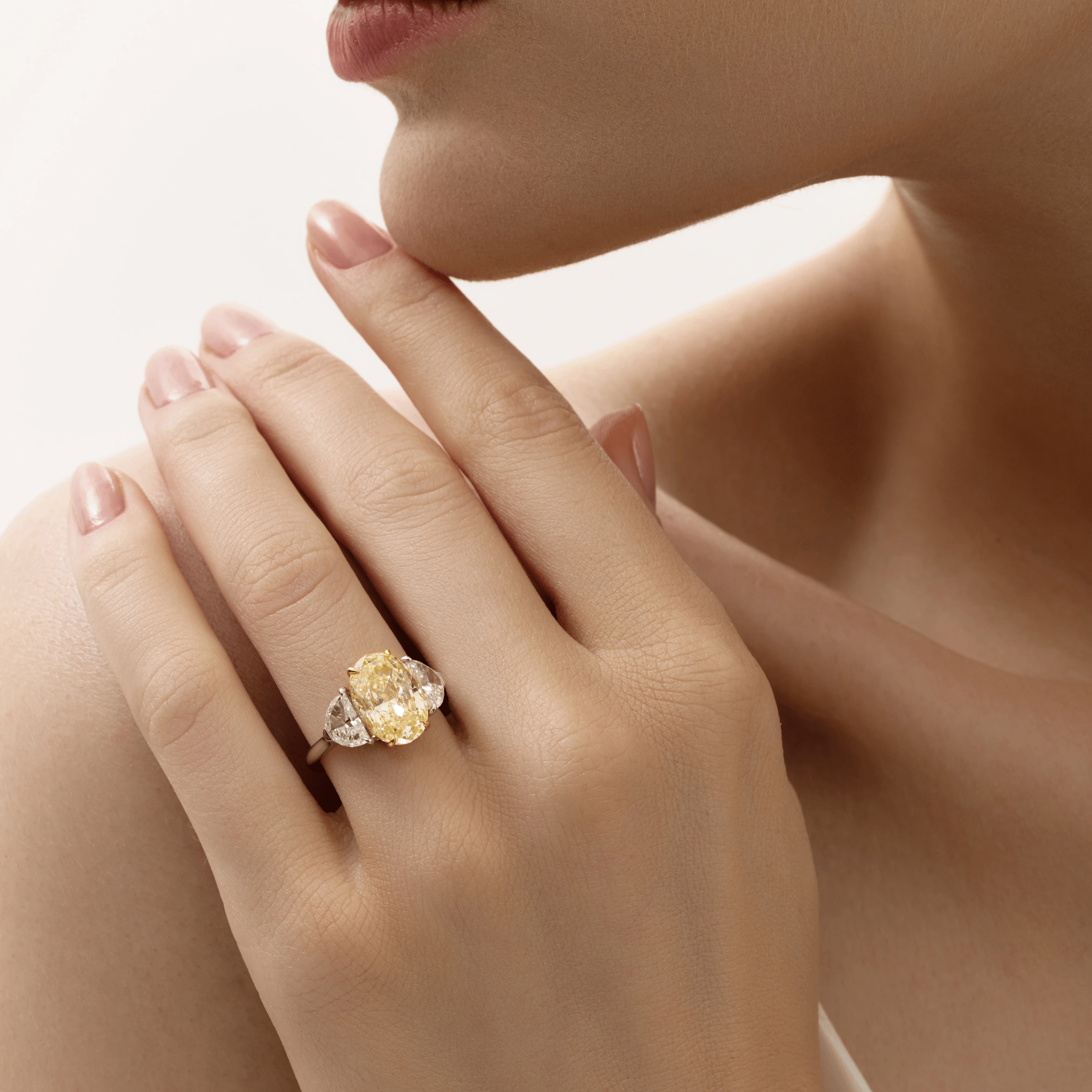 YELLOW OVAL DIAMOND ENGAGEMENT RING - KAMNI Jewelry